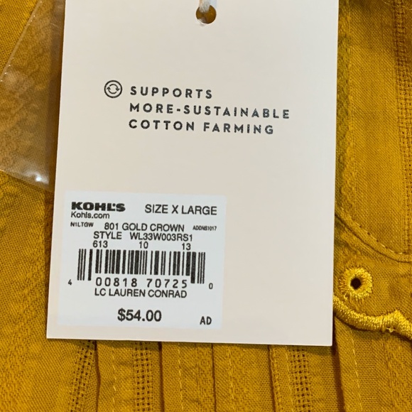 NWT LC Lauren Conrad Gold Blouse Puffy 3/4 Sleeves Women's XL - Picture 13 of 16